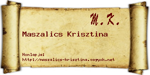 Maszalics Krisztina névjegykártya